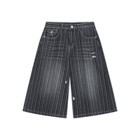 Men’s Baggy Pinstripe Denim Shorts
