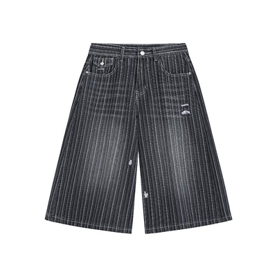 Men’s Baggy Pinstripe Denim Shorts